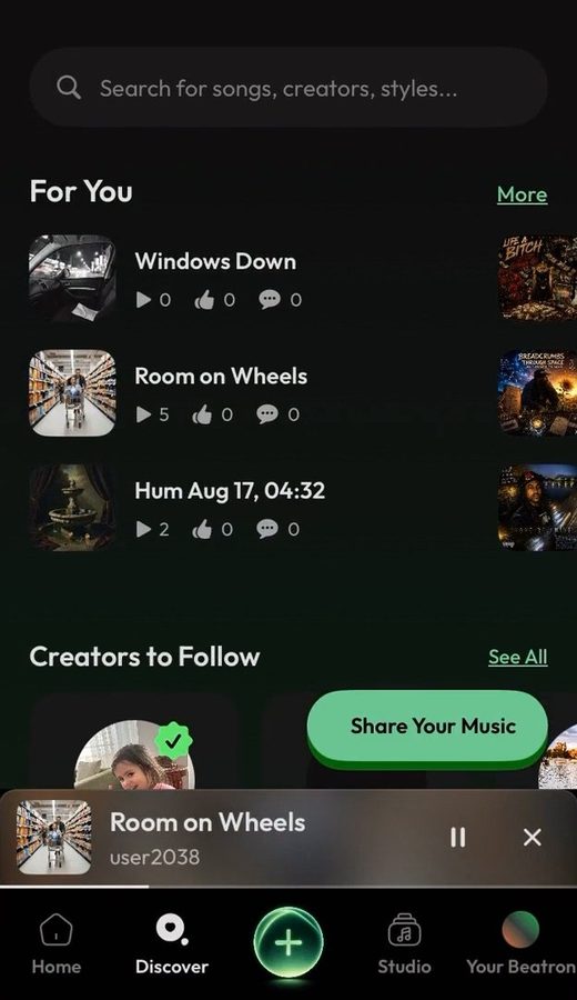 Beatron app: Discover