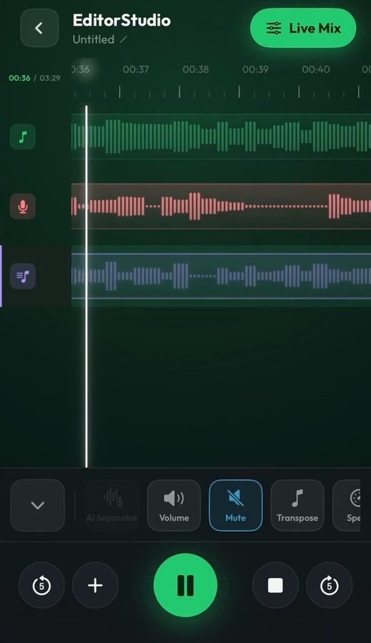 Beatron app: Editor Studio: split the stems